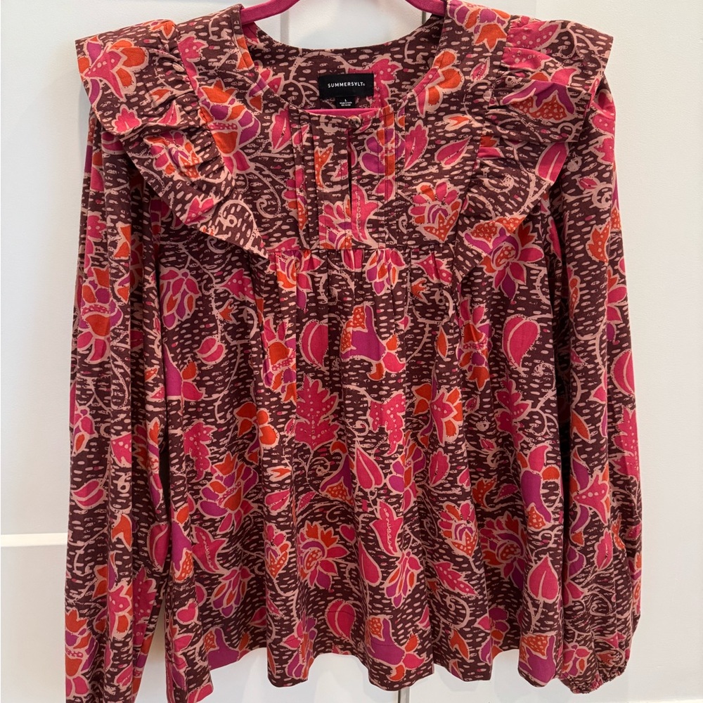 Sunmersalt Pink and Orange Floral Women's Top